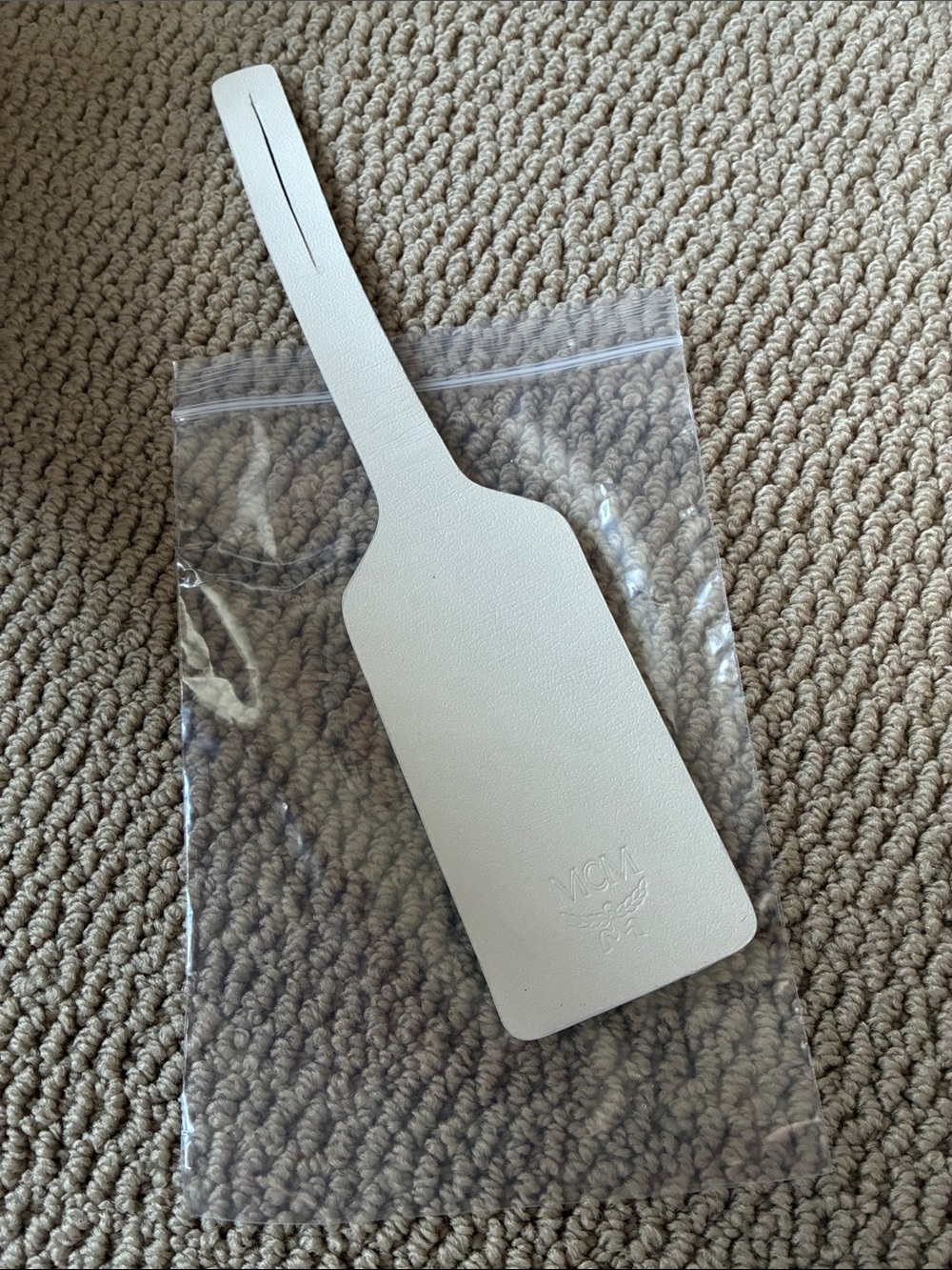 MCM Pebbled Leather Card Sleeve in Off-White
